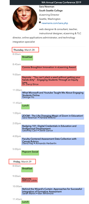 Sara Newman example WACC 2019 schedule