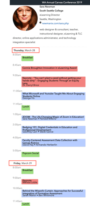 Sara Newman example WACC 2019 schedule